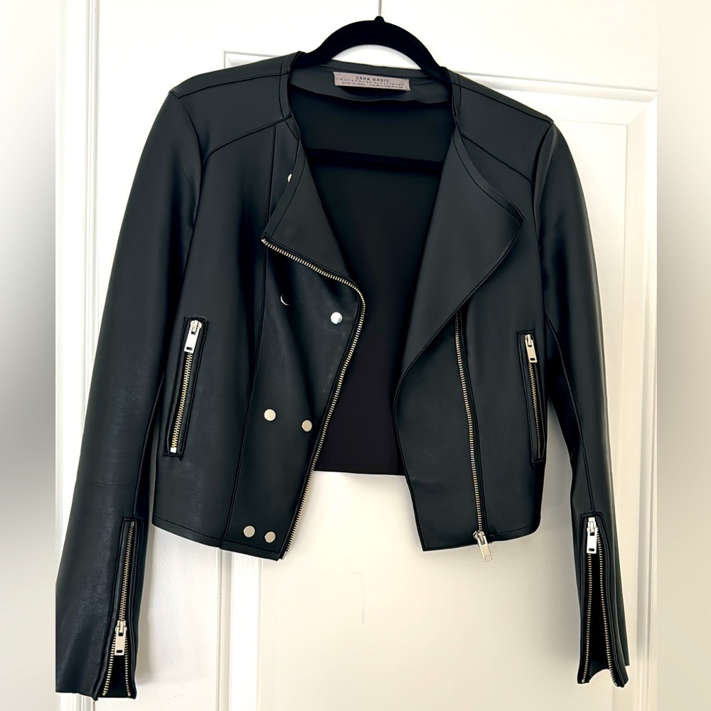Zara faux leather moto biker jacket